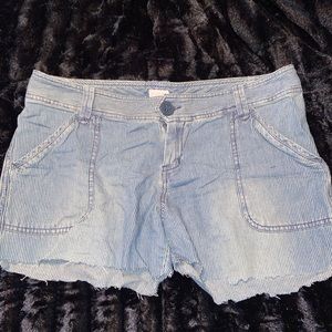 Pinstripe jean shorts